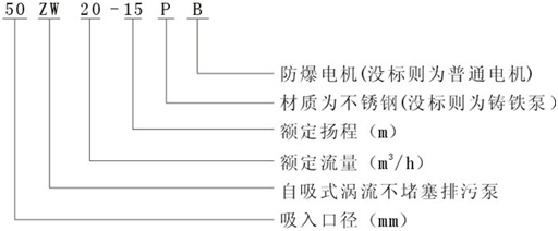 大東海泵業(yè)自吸排污泵型號意義